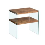 MDF SideTable, Small Tea Table, Walnut Night Stand Tempered Glass Sofa Table