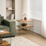 MDF SideTable, Small Tea Table, Walnut Night Stand Tempered Glass Sofa Table