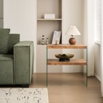 MDF SideTable, Small Tea Table, Walnut Night Stand Tempered Glass Sofa Table