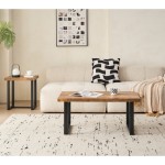 MDF CoffeeTable, Small Tea Table, Walnut with Metal Legs Sofa Table