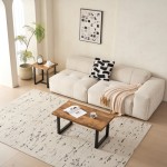 2 Pieces Small Tea Table,Walnut Night Stand,MDF SideTable, Sofa Table with Metal Leg