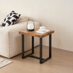 2 Pieces Small Tea Table,Walnut Night Stand,MDF SideTable, Sofa Table with Metal Leg