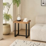 2 Pieces Small Tea Table,Walnut Night Stand,MDF SideTable, Sofa Table with Metal Leg