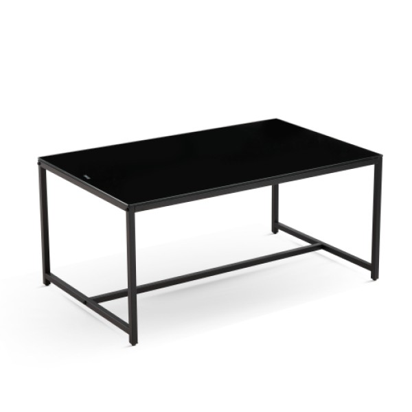 Black Glass CoffeeTable, Small Tea Table, Glass with Metal Legs Sofa Table