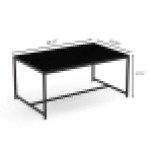 Black Glass CoffeeTable, Small Tea Table, Glass with Metal Legs Sofa Table