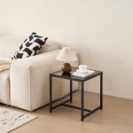 Black Glass Night Stand,MDF SideTable, Small Tea Table, Sofa Table with Metal Leg