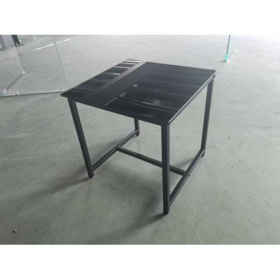 Black Glass Night Stand,MDF SideTable, Small Tea Table, Sofa Table with Metal Leg