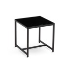 2 Pieces Black Glass Night Stand,MDF SideTable, Small Tea Table, Sofa Table with Metal Leg