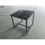 2 Pieces Black Glass Night Stand,MDF SideTable, Small Tea Table, Sofa Table with Metal Leg
