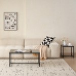 2 Pieces Black Glass Night Stand,MDF SideTable, Small Tea Table, Sofa Table with Metal Leg